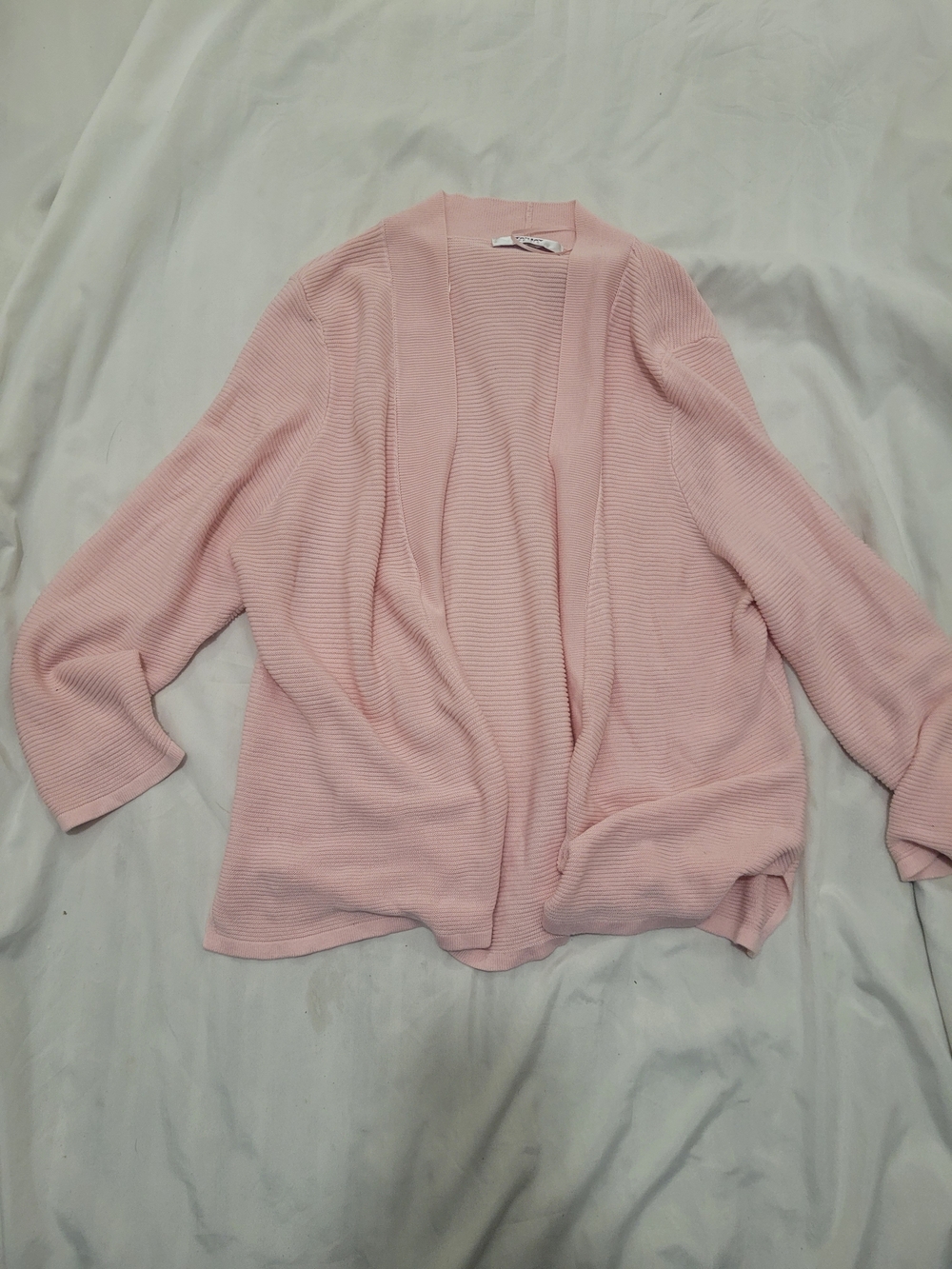 TanJay Pale Pink Open-Front Ribbed Cardigan